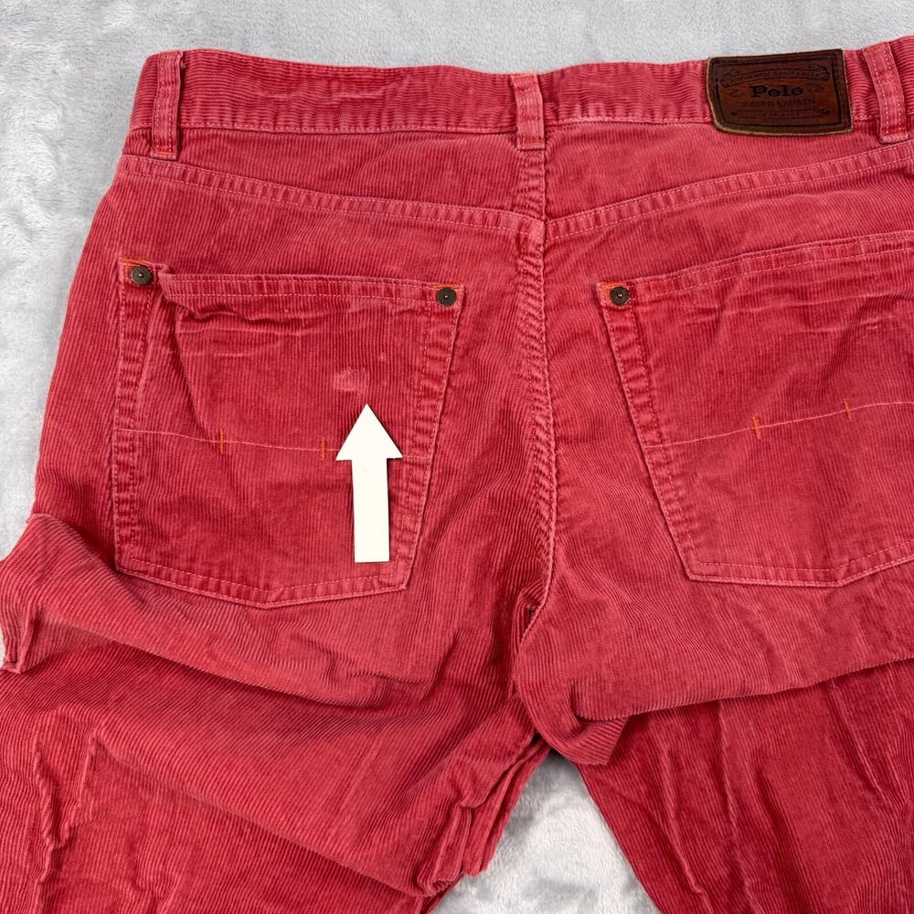 Polo Ralph Lauren Straight Pants Men's 33x32 Red Corduroy 100% Cotton - Picture 11 of 16